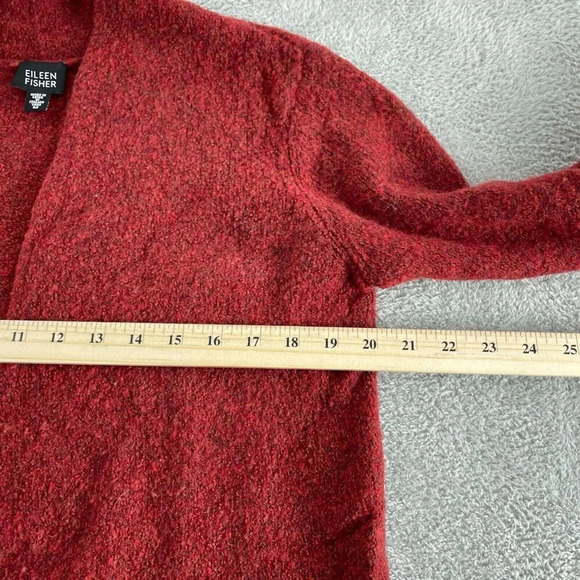 Eileen Fisher Womens Red Wool/Nylon Open Front Cardigan Sweater M 4811 - Picture 5 of 8